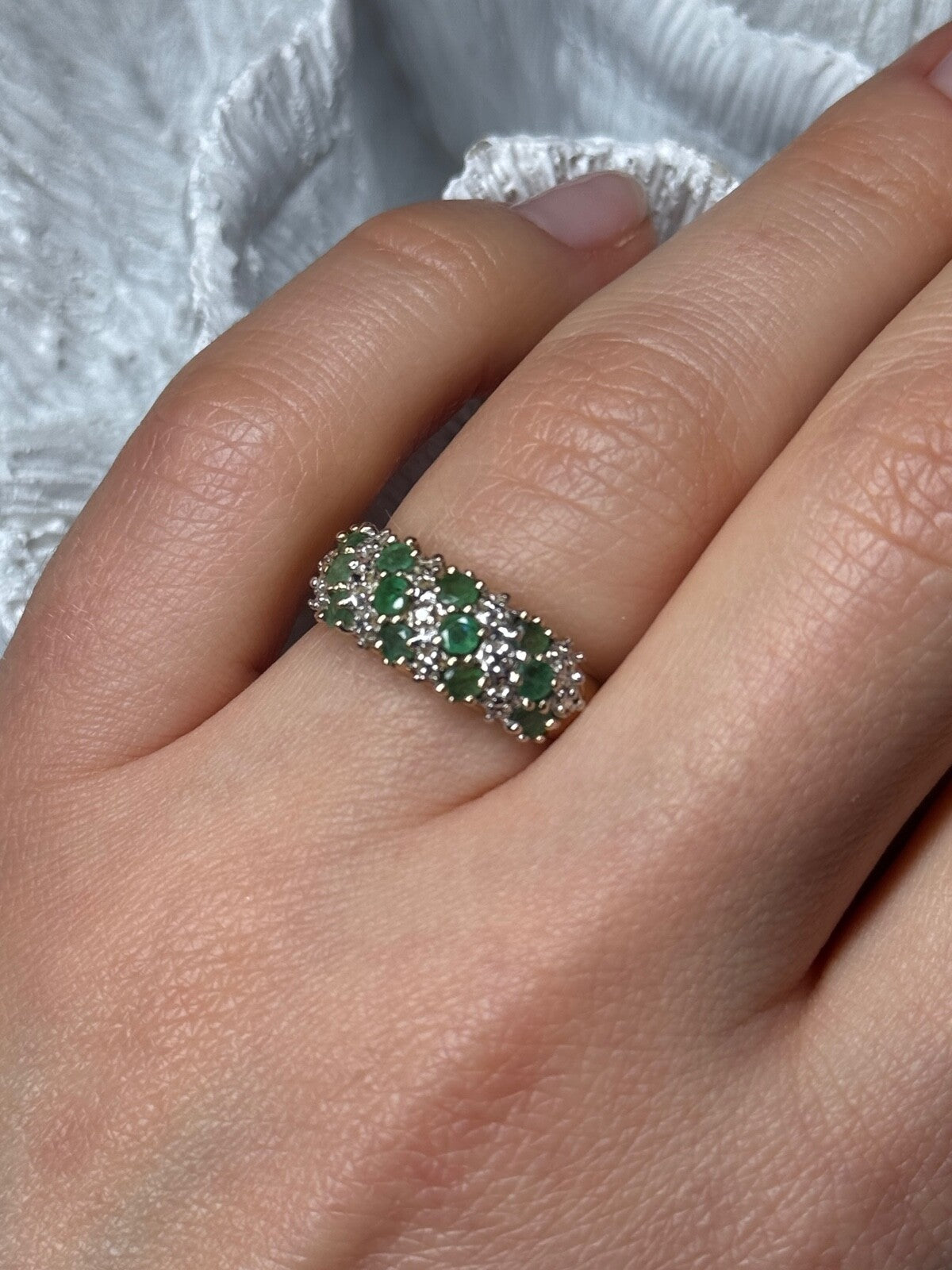 10K Yellow Gold Ring Emerald & Diamond Size 6