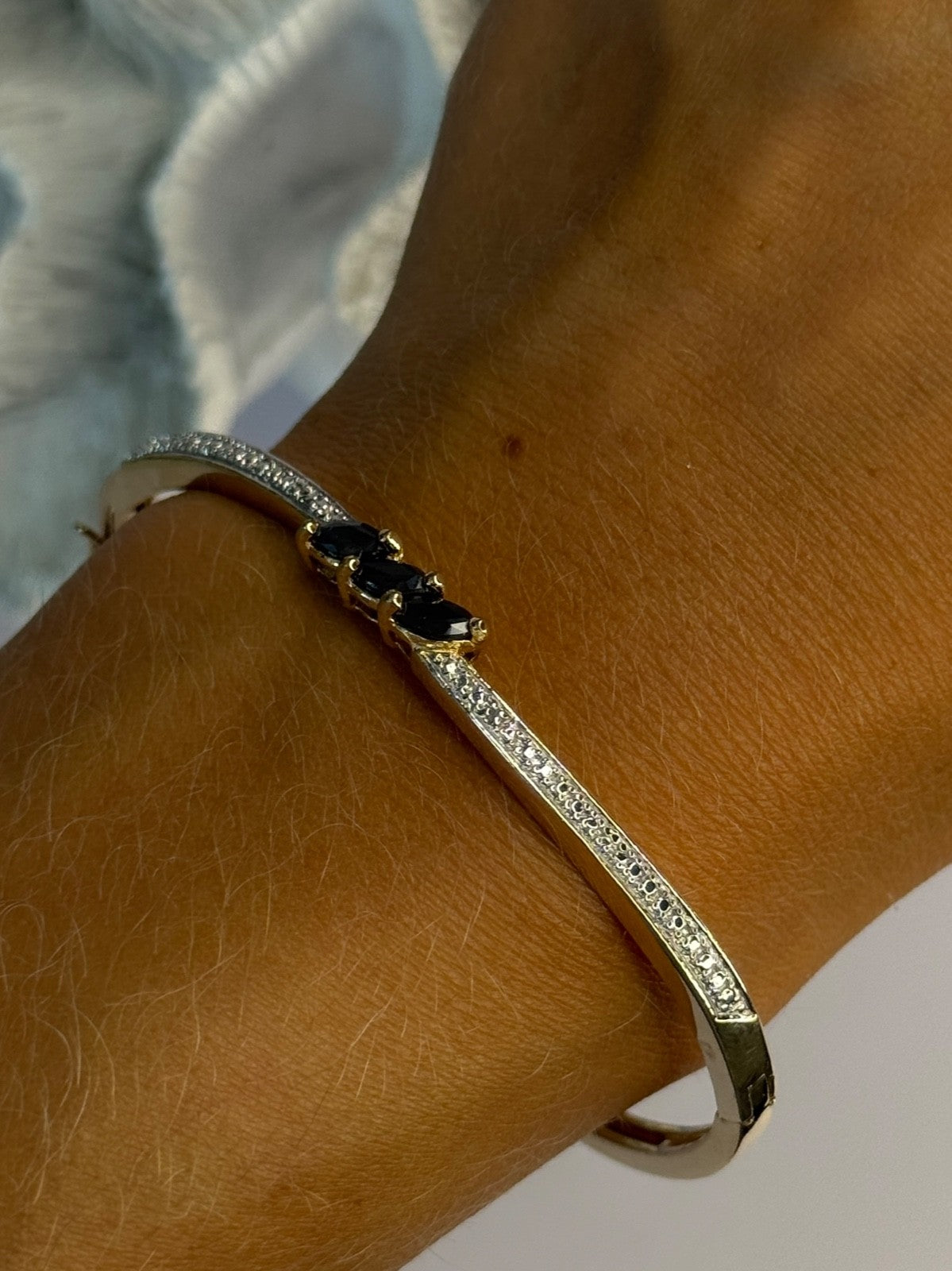 925 Sterling Silver Gold Plated Sapphire Bracelet