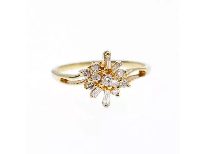 14K Yellow Gold Sapphire & Diamonds Ring Size 7.25