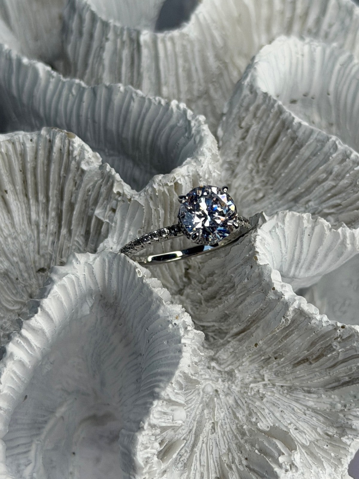 AZL 925 Sterling Silver Lab-Created Diamond Ring Size 6