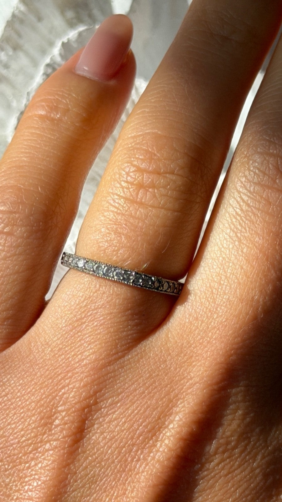 Minimalist Design 925 Sterling Silver Cz Ring Size 6