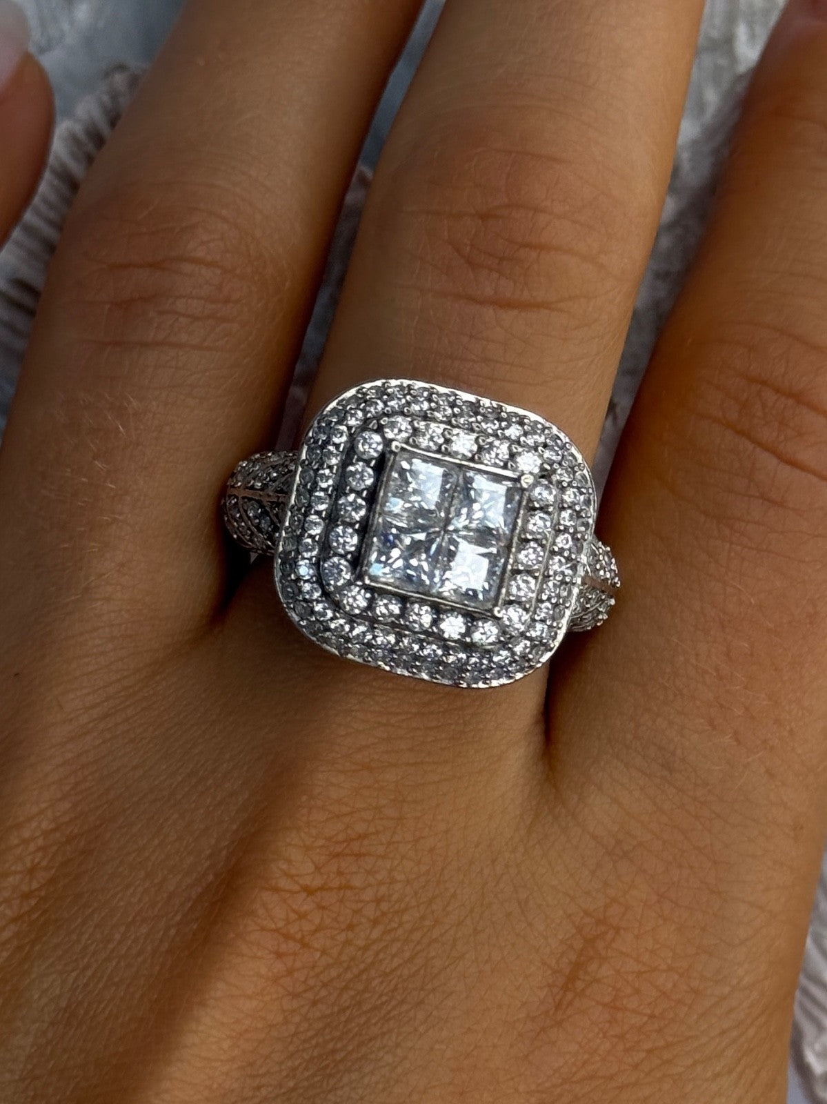 925 Sterling Silver White Tourmaline Ring Size 9