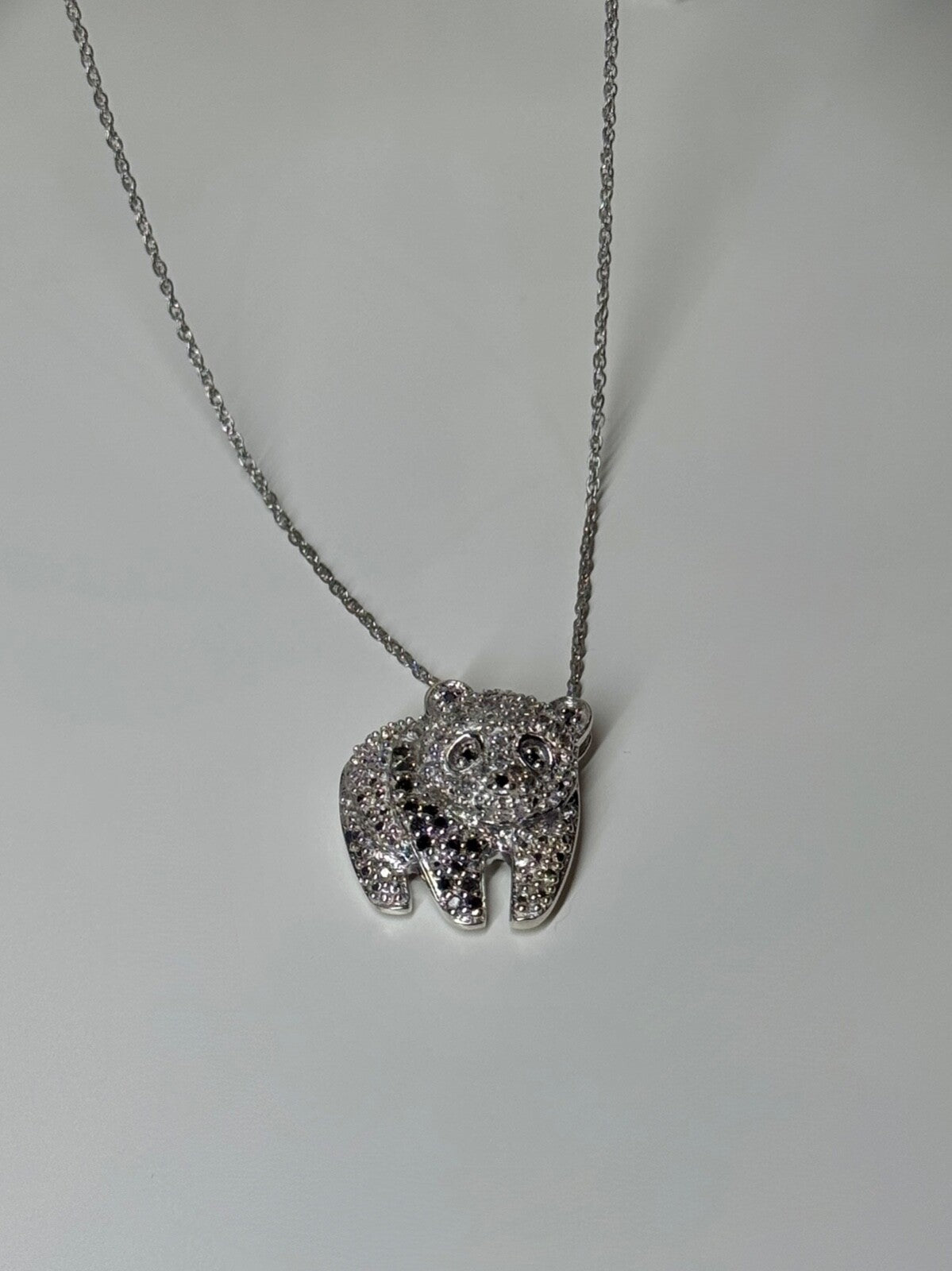 925 Sterling Silver Baby Bear CZ Necklace Length 18 Inch
