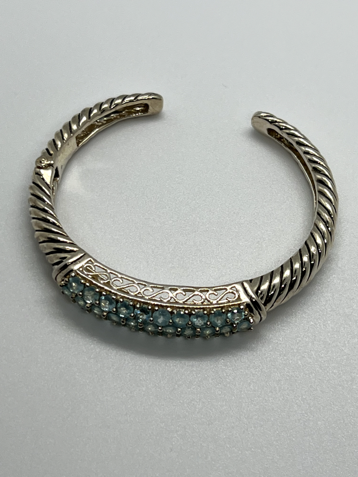 925 Sterling Silver Topaz Hinge Bracelet