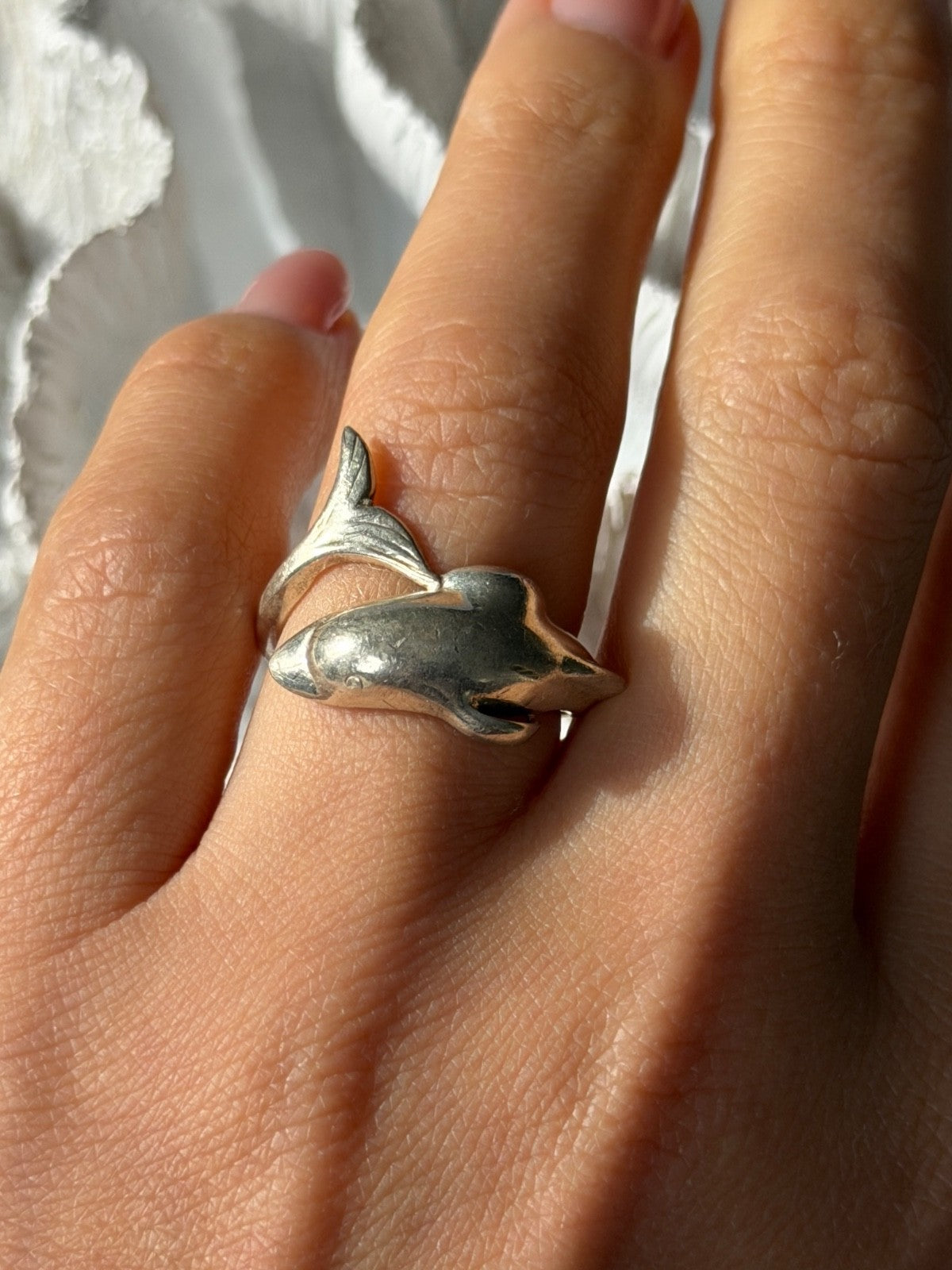 925 Sterling Silver Dolphin Ring Size 6.5