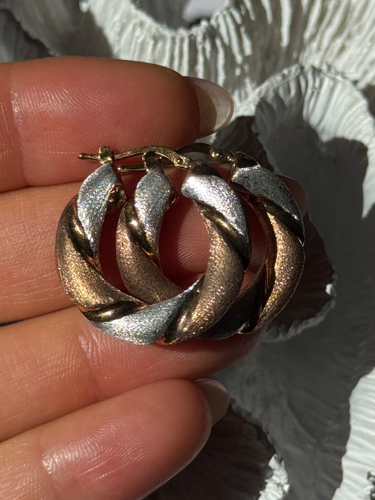 Beautiful 3 Color Gold Plated 925 Sterling Silver Earrings Length 1 Inch