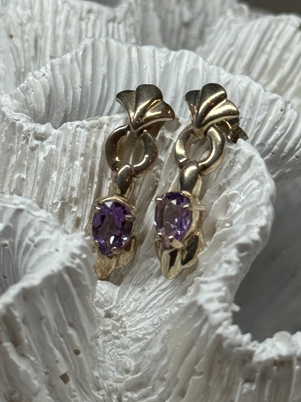 925 Sterling Silver Amethyst Earrings Length 1 Inch