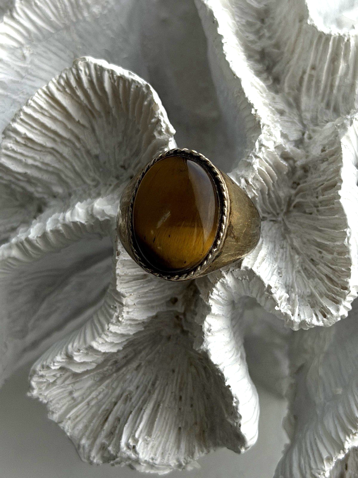 Vintage 925 Sterling Silver Tiger's Eye Ring Size 11.5