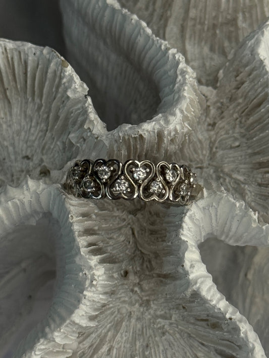 Bbj 925 Sterling Silver White Topaz Heart Ring Size 7