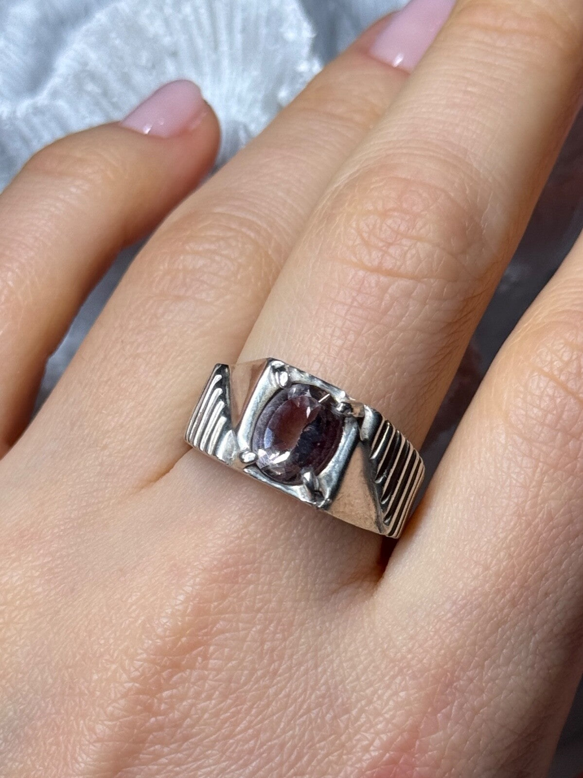 Men's 925 Sterling Silver Spinel Ring Size 8.5