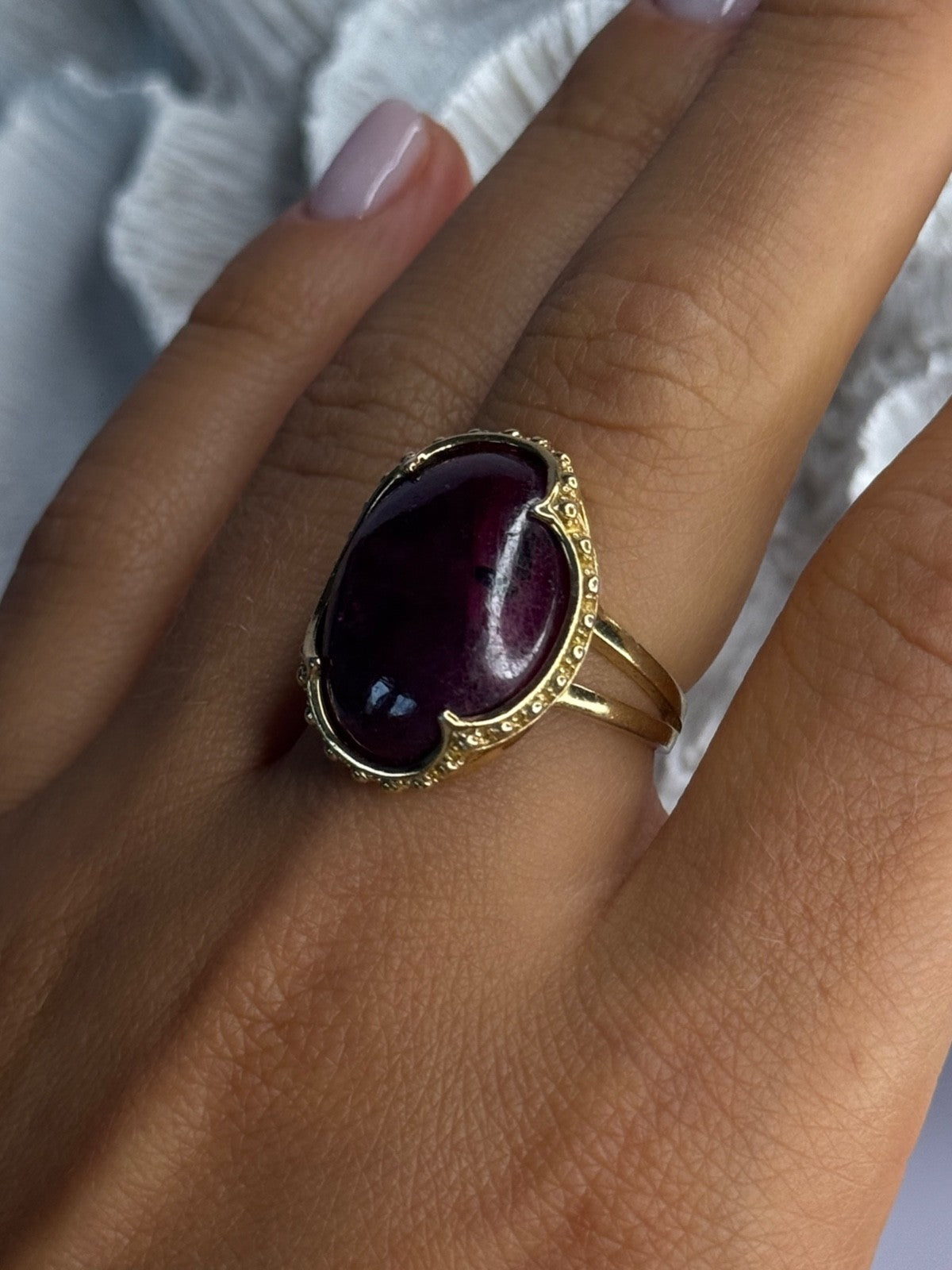 925 Sterling Silver Gold Plated Ruby Ring Size 7.5