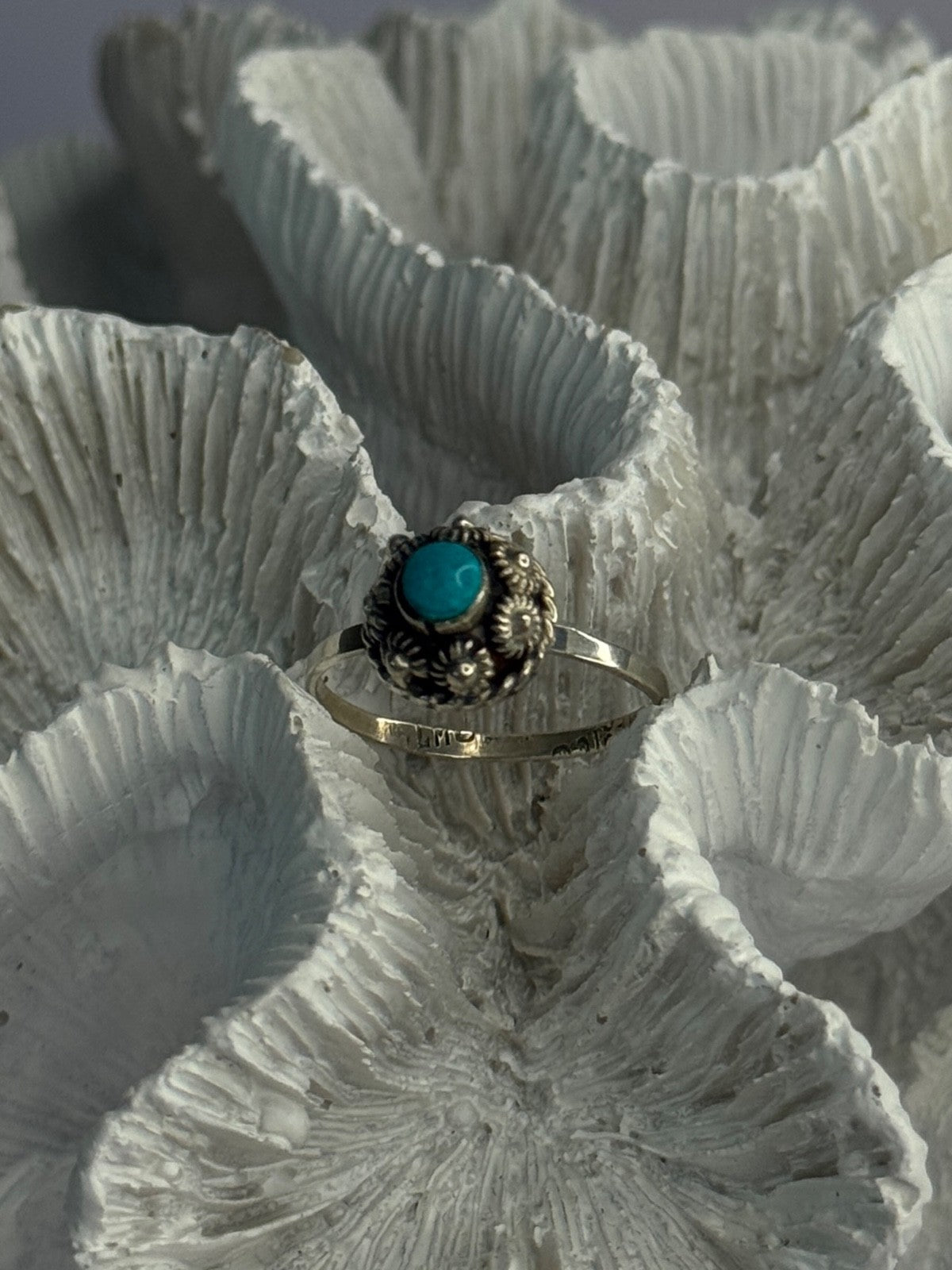 925 Sterling Silver Turquoise Ring Size 7