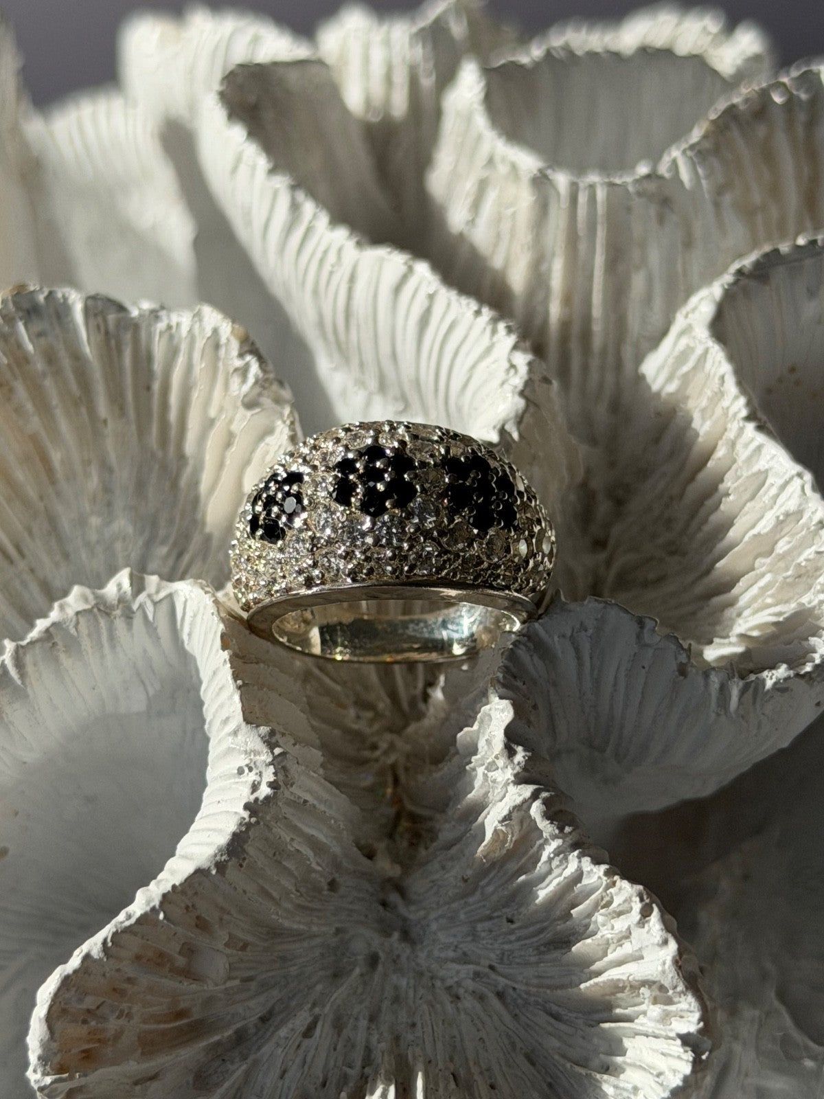 925 Sterling Silver Cz Flowers Ring Size 5