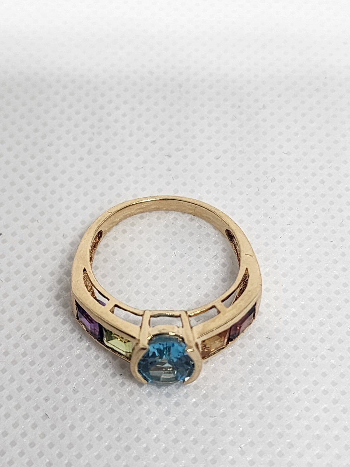 10K Yellow Gold Topaz, Amethyst, Peridot, Citrine & Garnet Ring Size 5