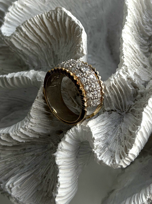 925 Sterling Silver Gold Plated White Colorless Topaz Ring Size 7.5