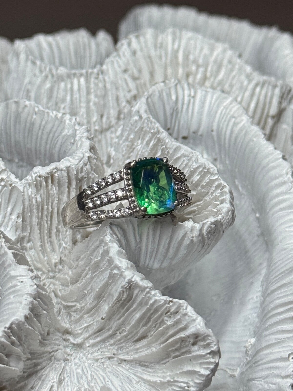 925 Sterling Silver Spinel & Beryl Ring Size 7.5
