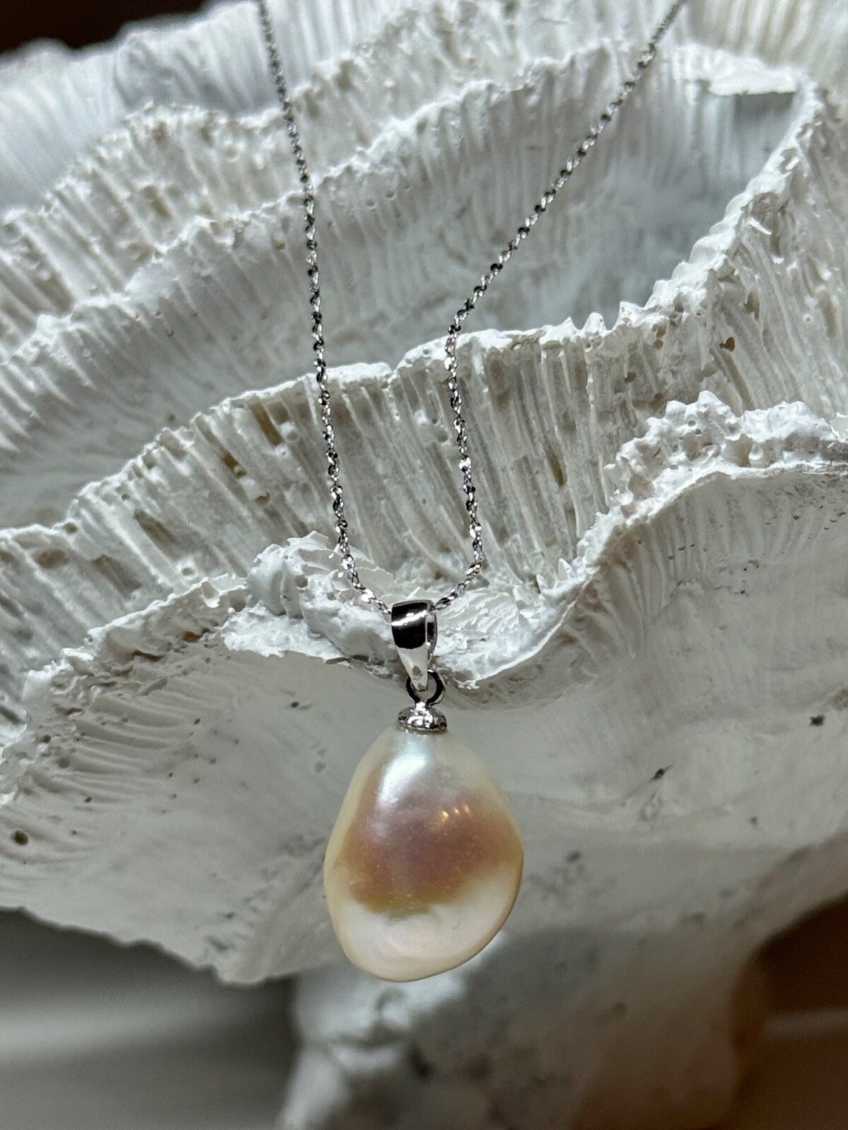 925 Sterling Silver Fresh Water Necklace Length 18 Inch