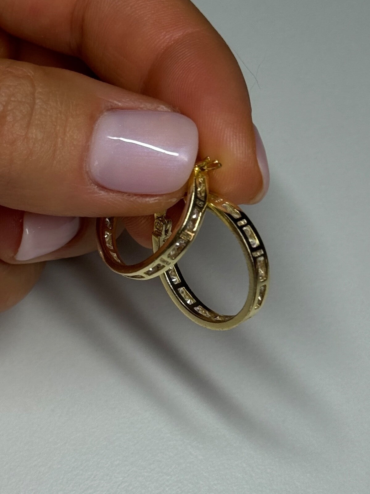 925 Sterling Silver Gold Plated CZ Earrings Length 21.5 Mm