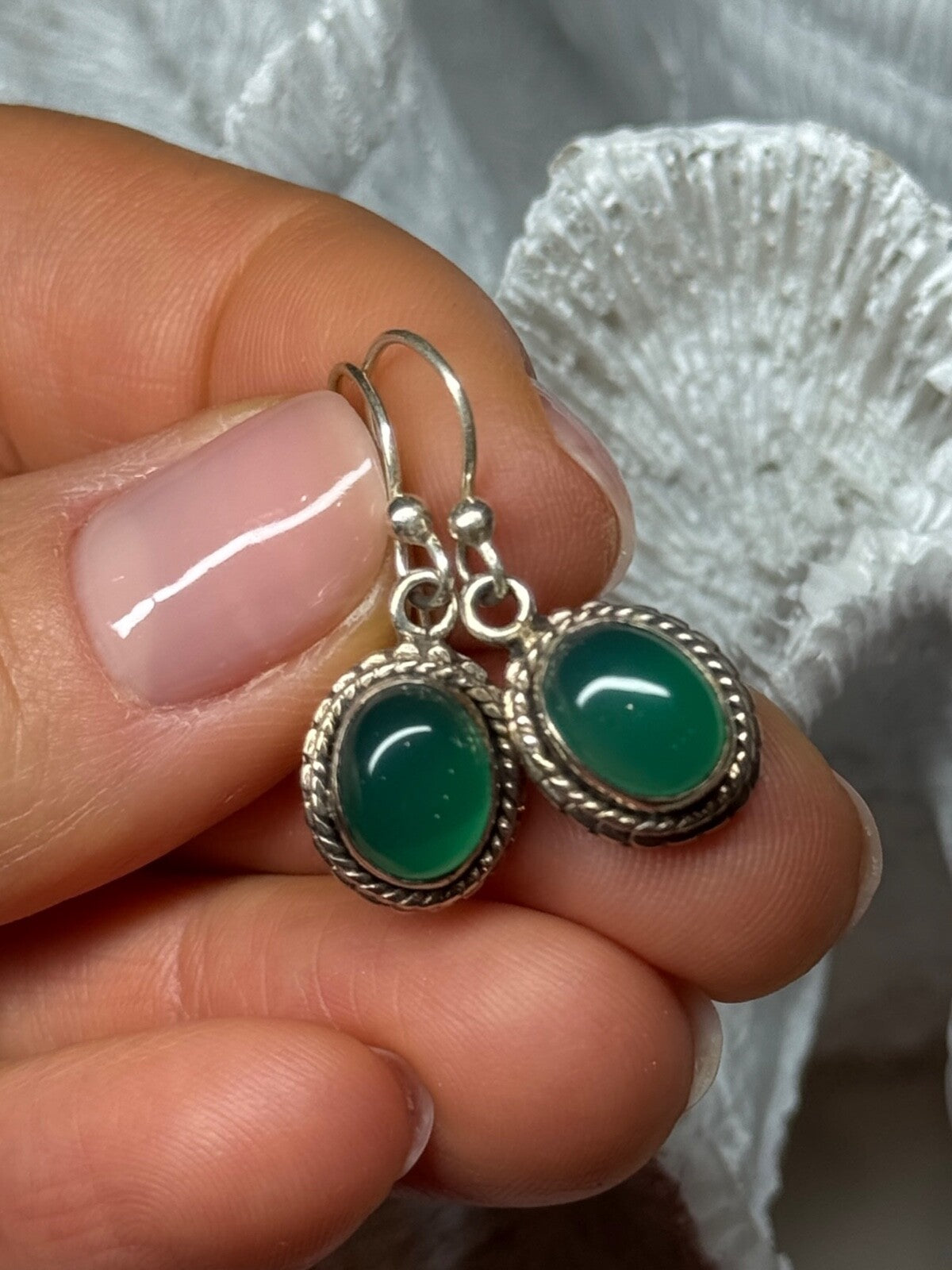 925 Sterling Silver Jadeite Earrings Length 1.1 Inch