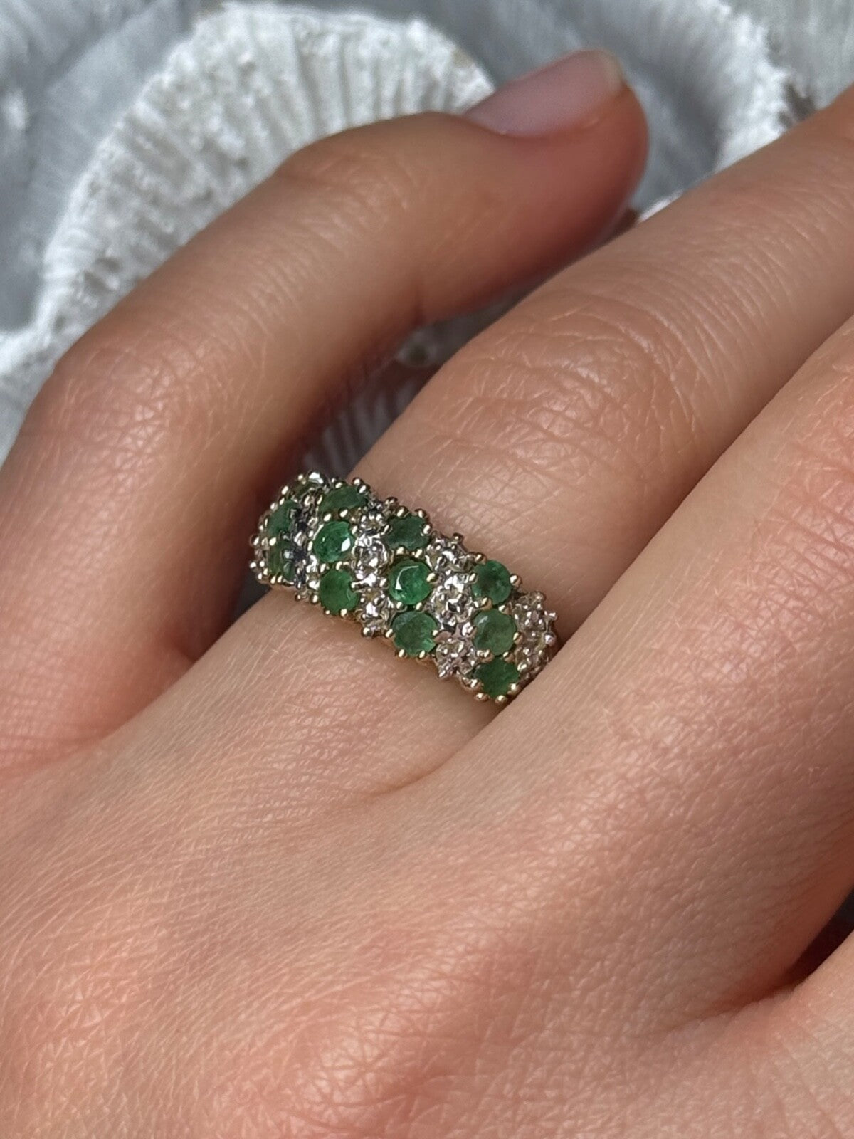 10K Yellow Gold Ring Emerald & Diamond Size 6
