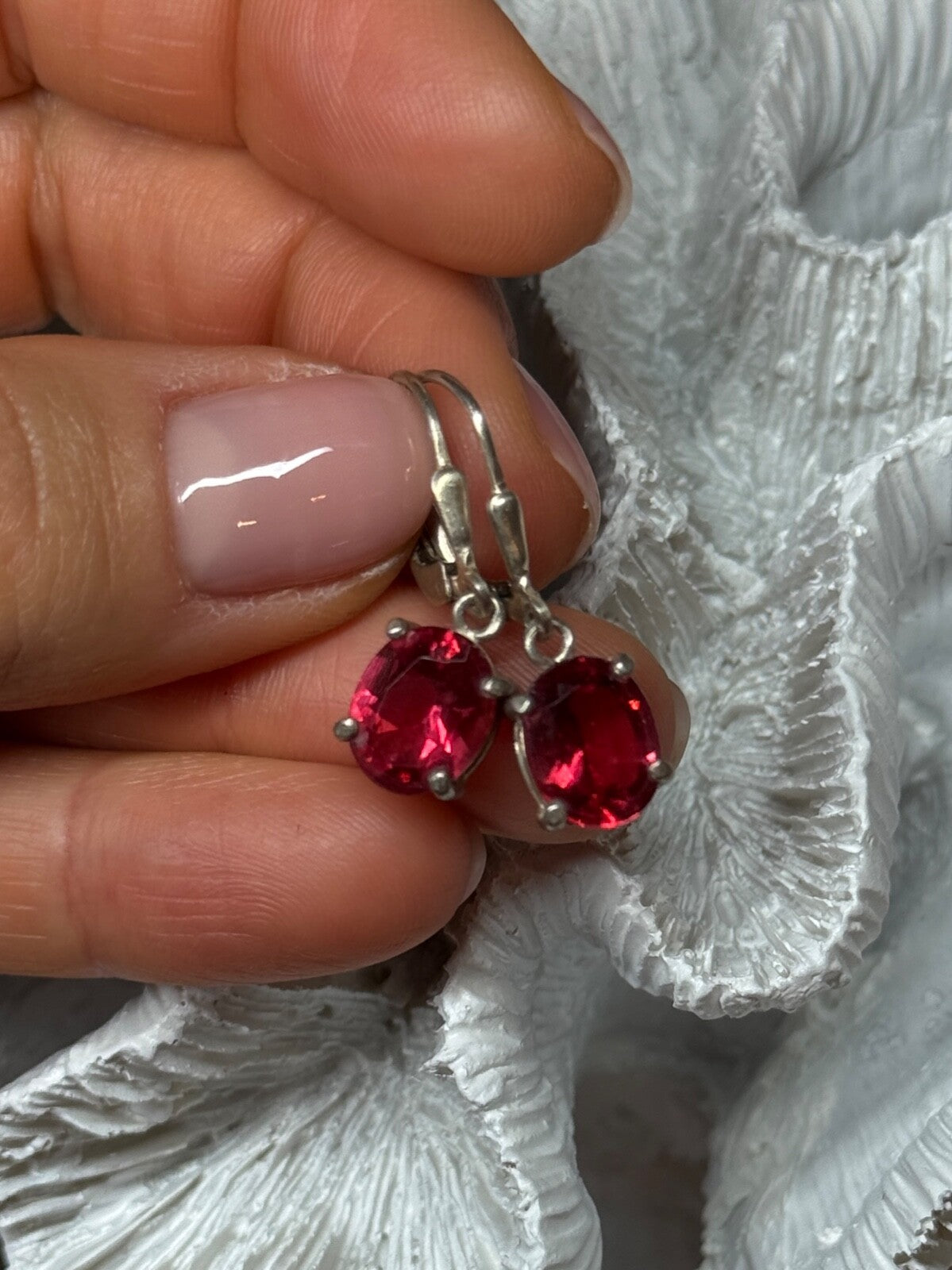 925 Sterling Silver Spinel Earrings Length 1.1 Inch