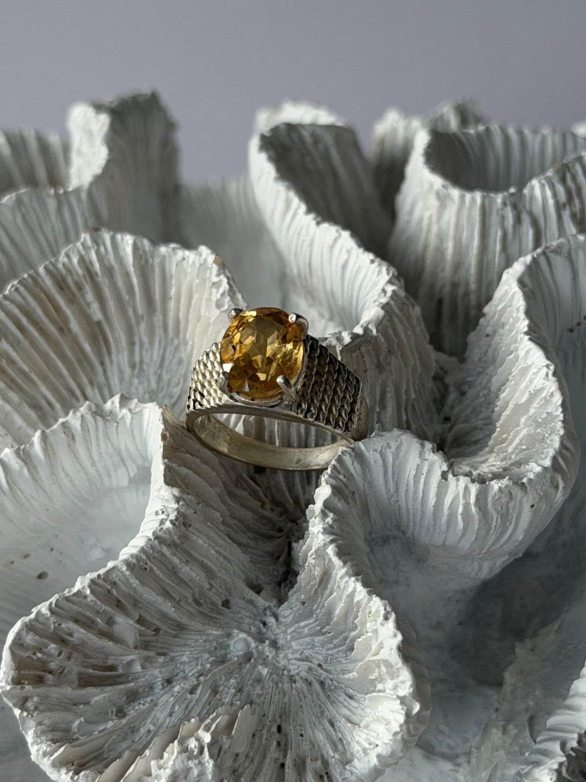 925 Sterling Silver Citrine Ring Size 6