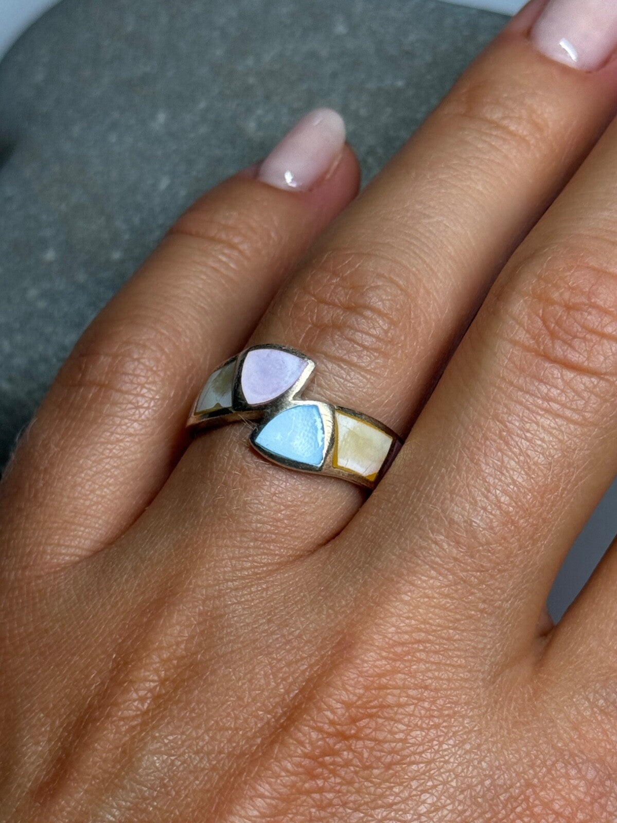 925 Sterling Silver Abalone Ring Size 7