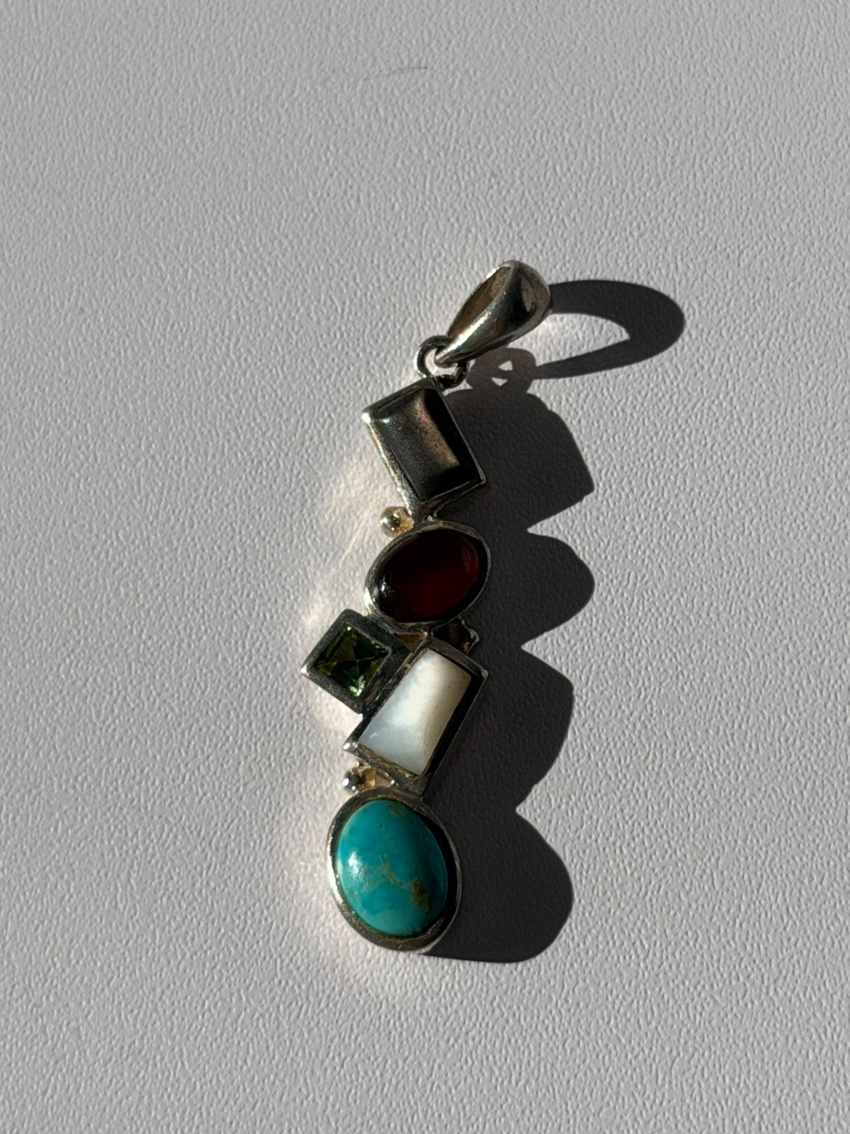 925 Sterling Silver Multi Color Gemstones Pendant