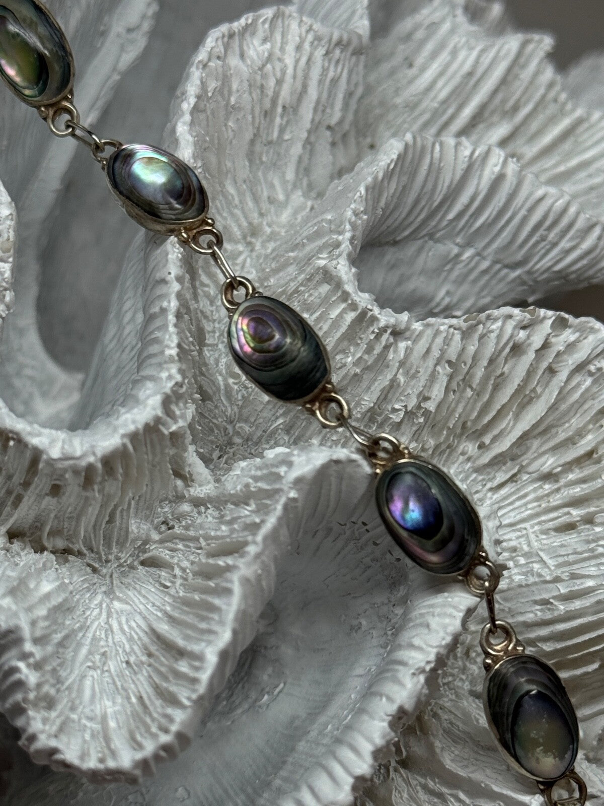 Vintage 925 Sterling Silver Abalone Bracelet Length 7 Inch