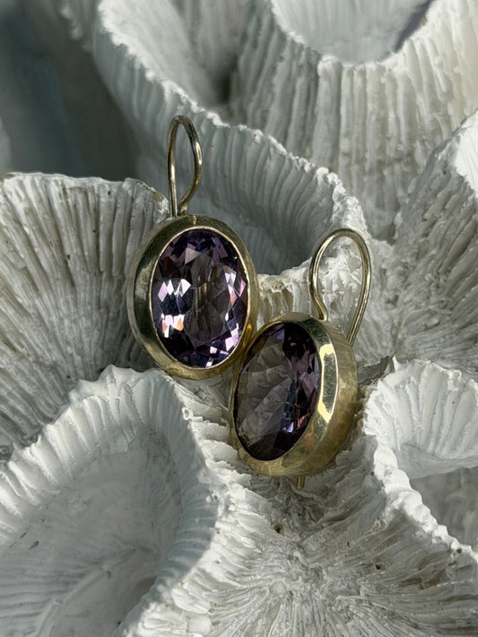 Beautiful Vintage 925 Sterling Silver Amethyst Earrings