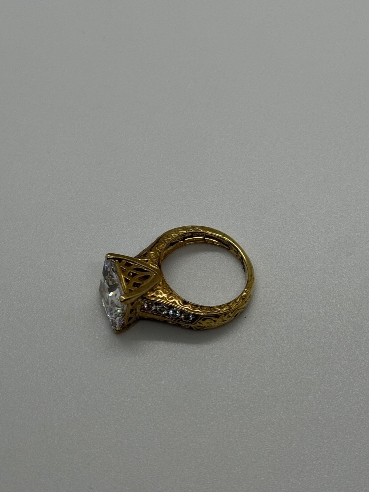 925 Sterling Silver Gold Plated CZ Ring Size 4.5