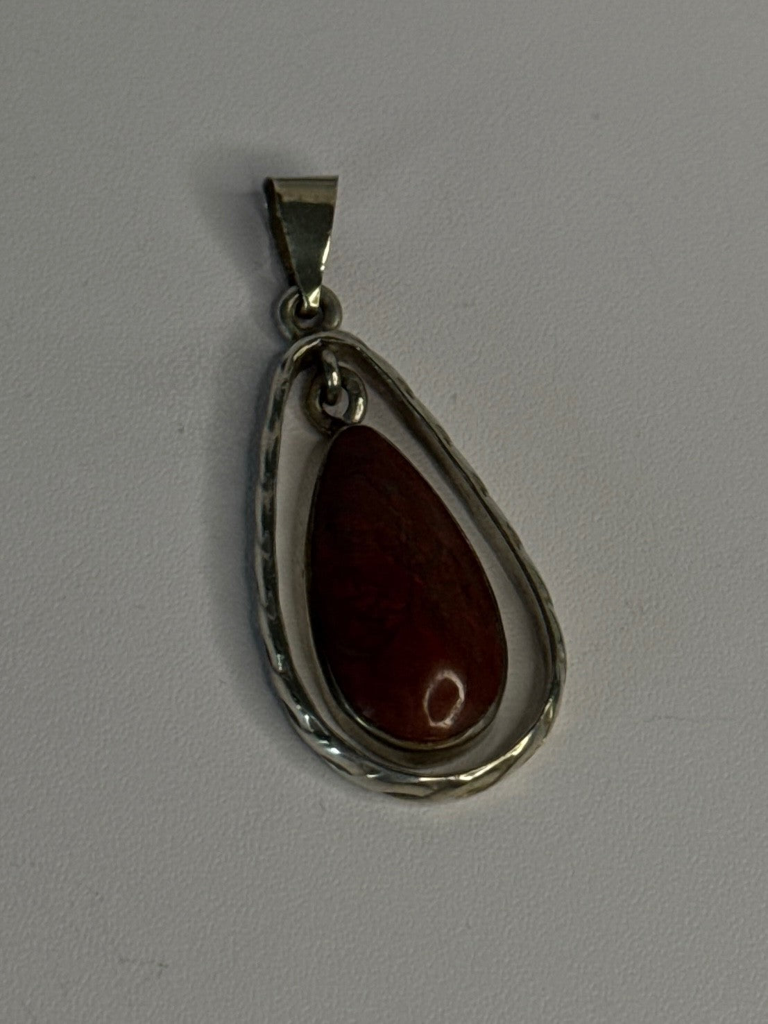 Vintage 925 Sterling Silver Carnelian Pendant Length 1.60 Inch