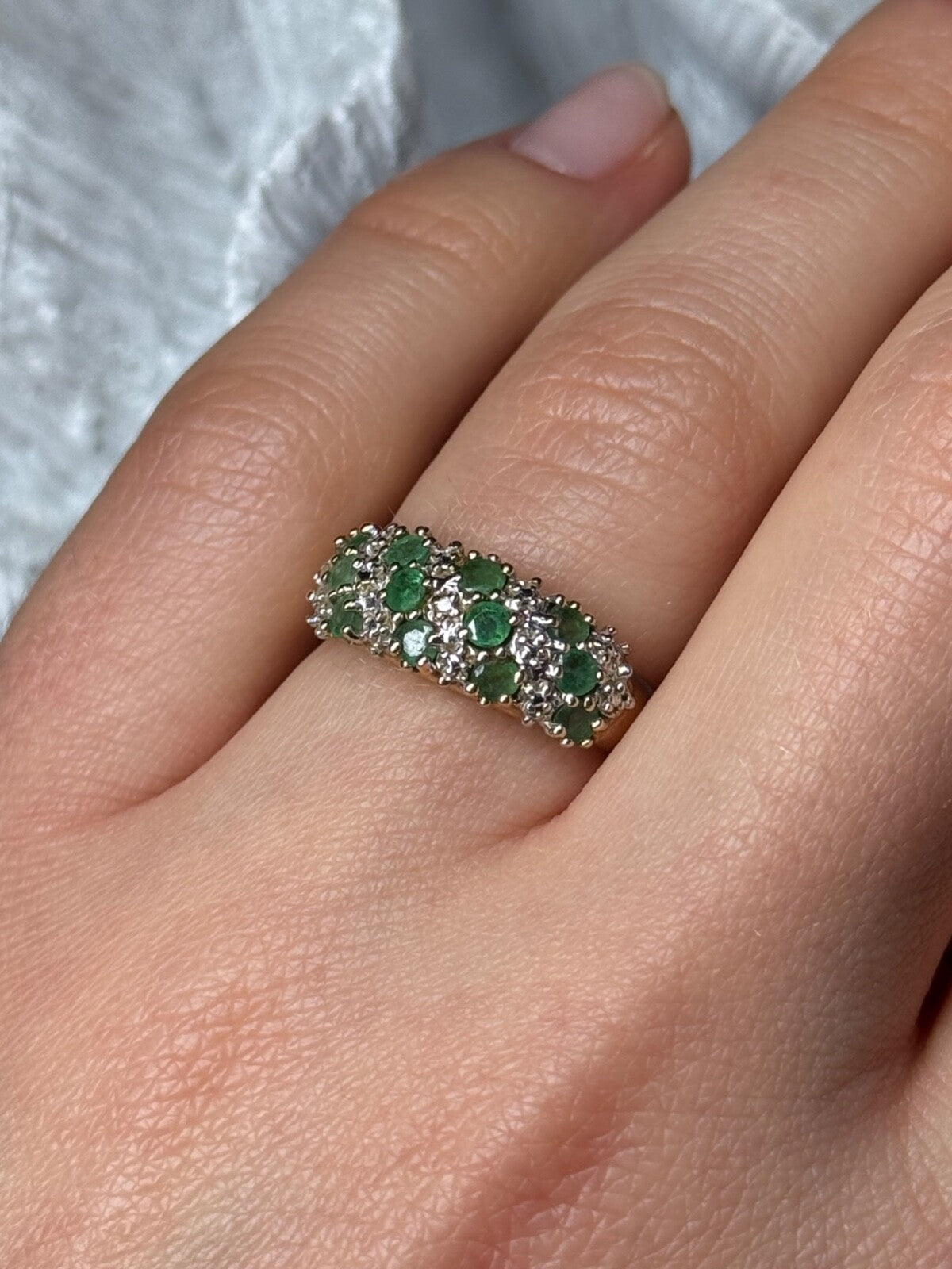 10K Yellow Gold Ring Emerald & Diamond Size 6