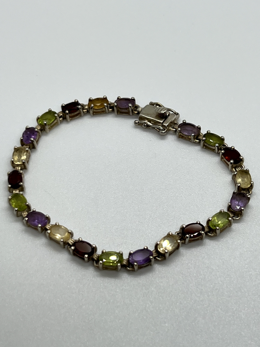 925 Sterling Silver Tourmalines Bracelet