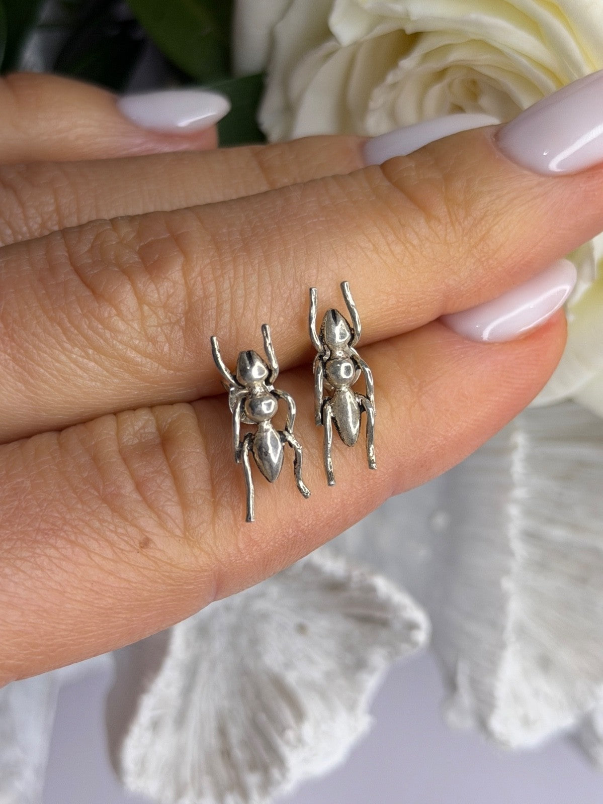 Cute Ant Bug 925 Sterling Silver Earrings