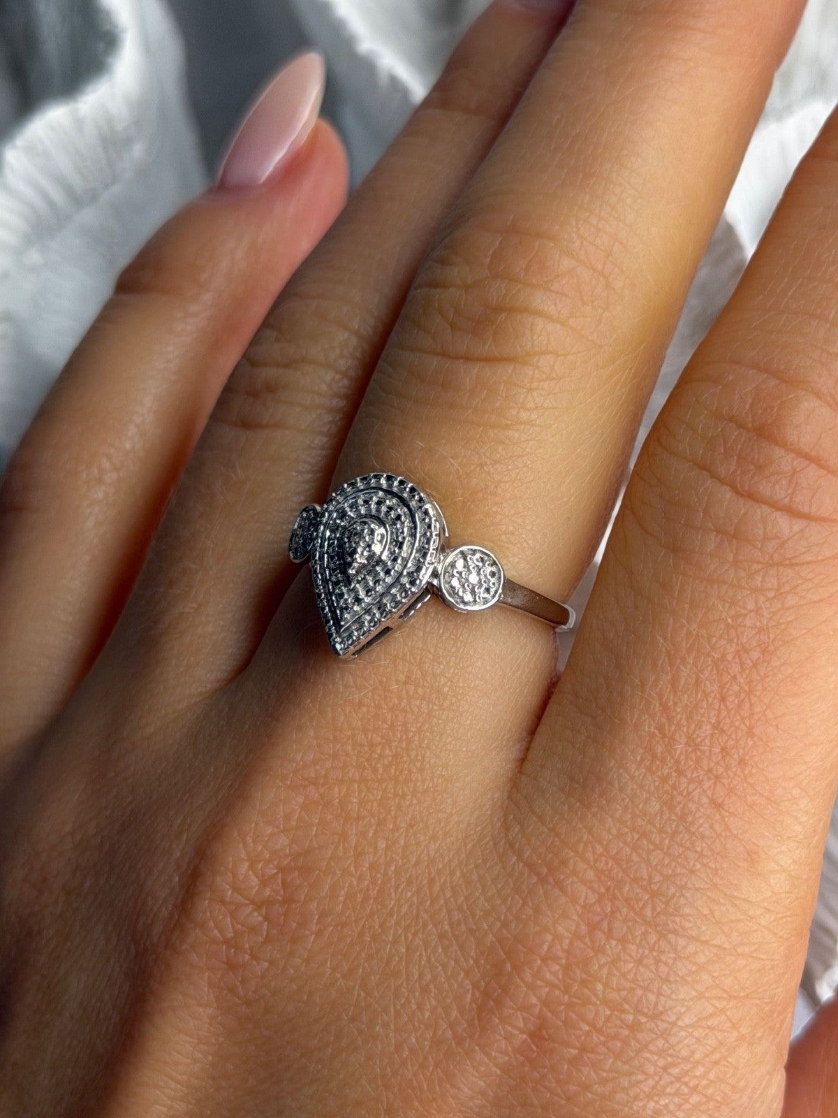925 Sterling Silver Diamond Ring Size 7