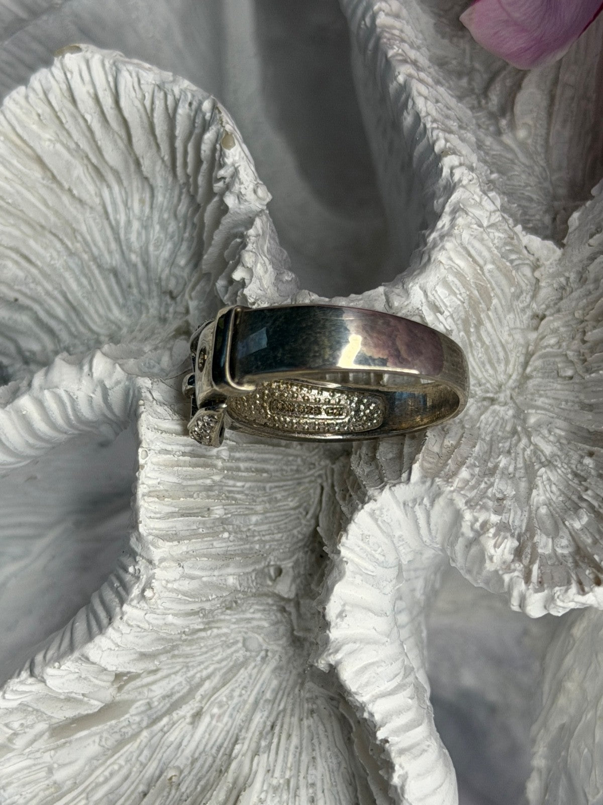 925 Sterling Silver Belt Cz Ring Size 8