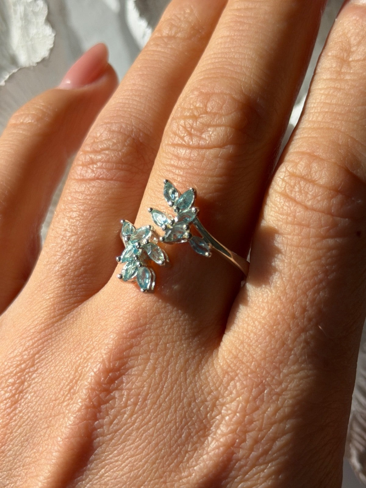 925 Sterling Silver Blue Topaz Ring Size 11 Adjustable Design