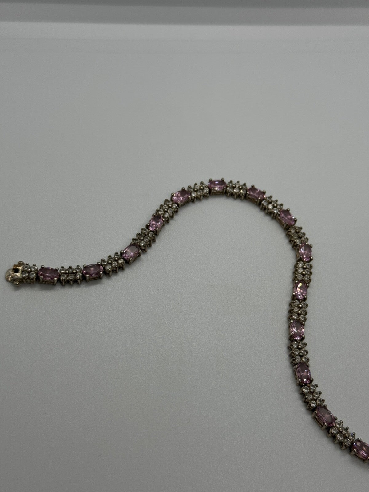 925 Sterling Silver Morganite & Goshenite Bracelet