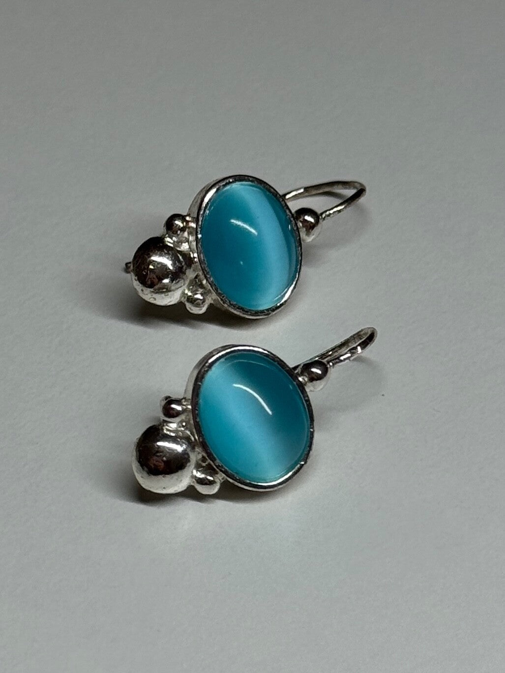 925 Sterling Silver Moon Stone Earrings Length 22 Mm