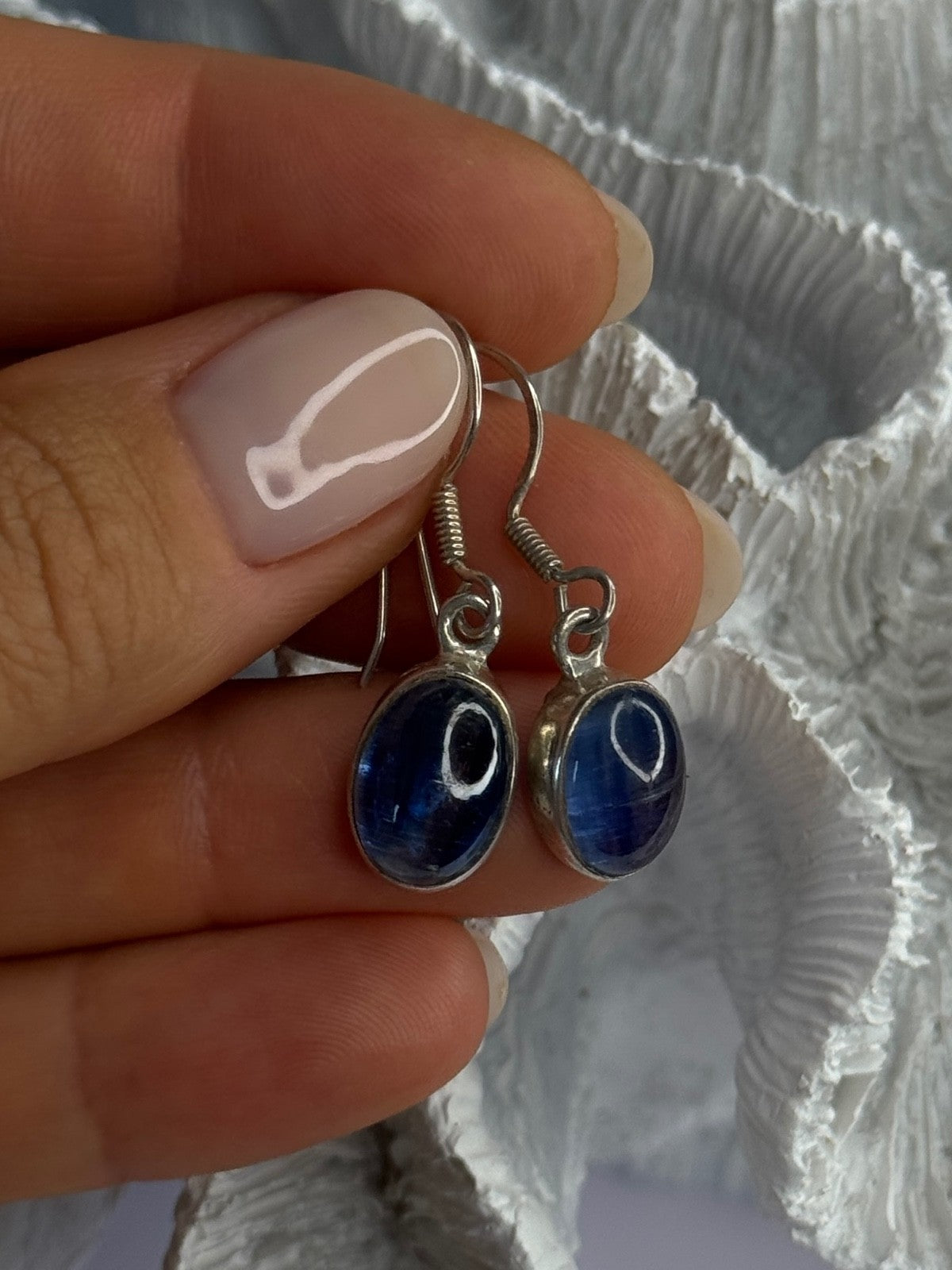 925 Sterling Silver Blue Moonstone Earrings Length 1.30 Inch