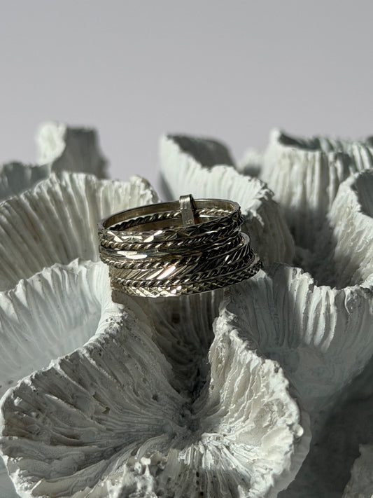 925 Sterling Silver Seven Rings Size 8.5