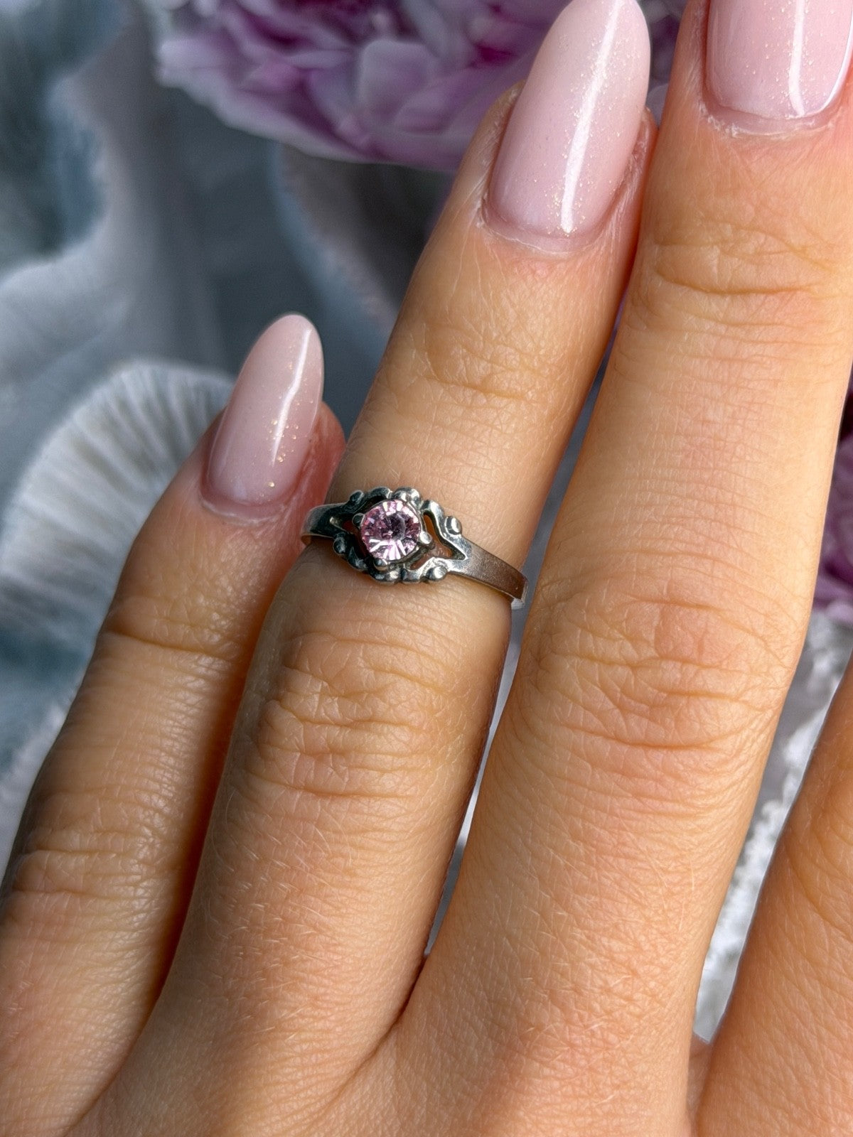 925 Sterling Silver Morganite Ring (adjustable)