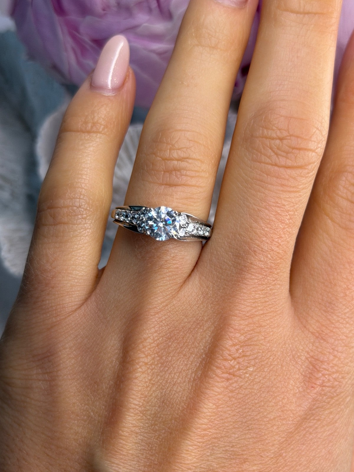 GOC 925 Sterling Silver tcw 1.48 Cz Ring Size 7