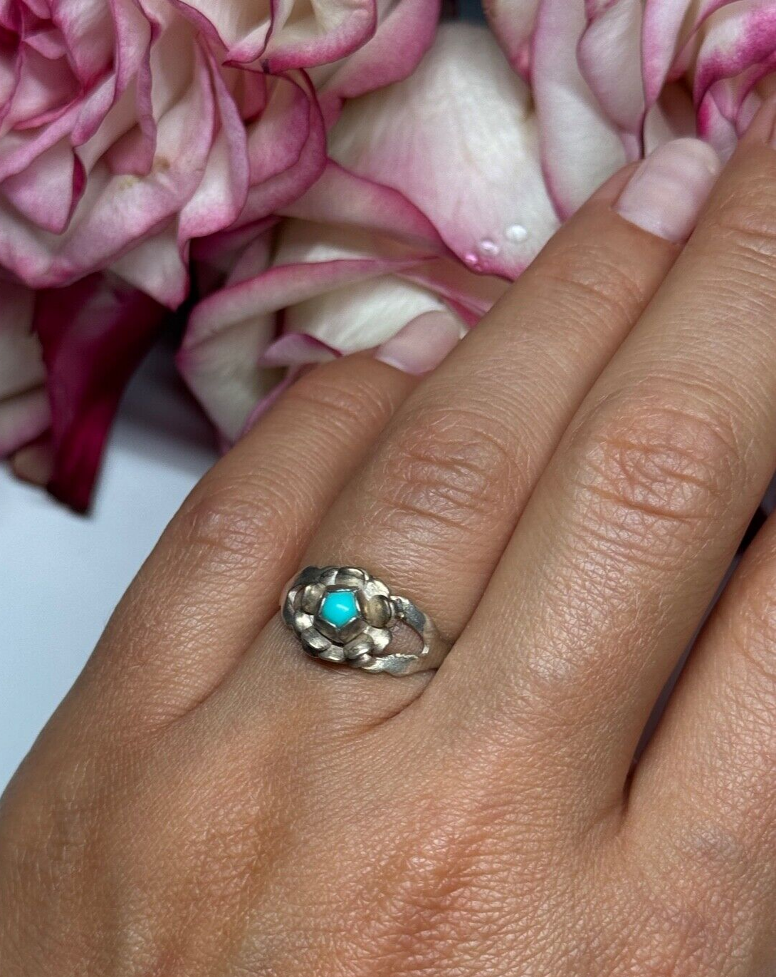925 Sterling Silver Turquoise Ring Size 6