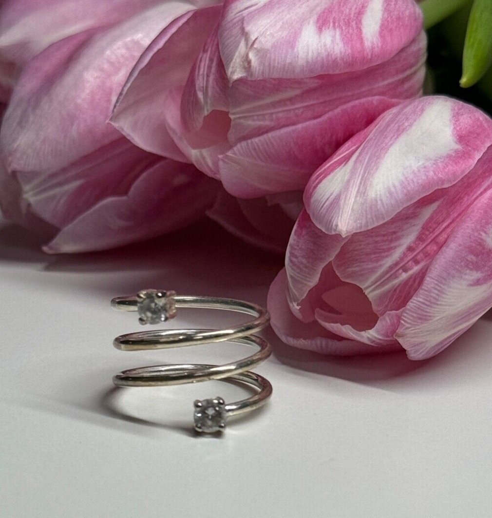 925 Sterling Silver White Spinel Ring Size 6