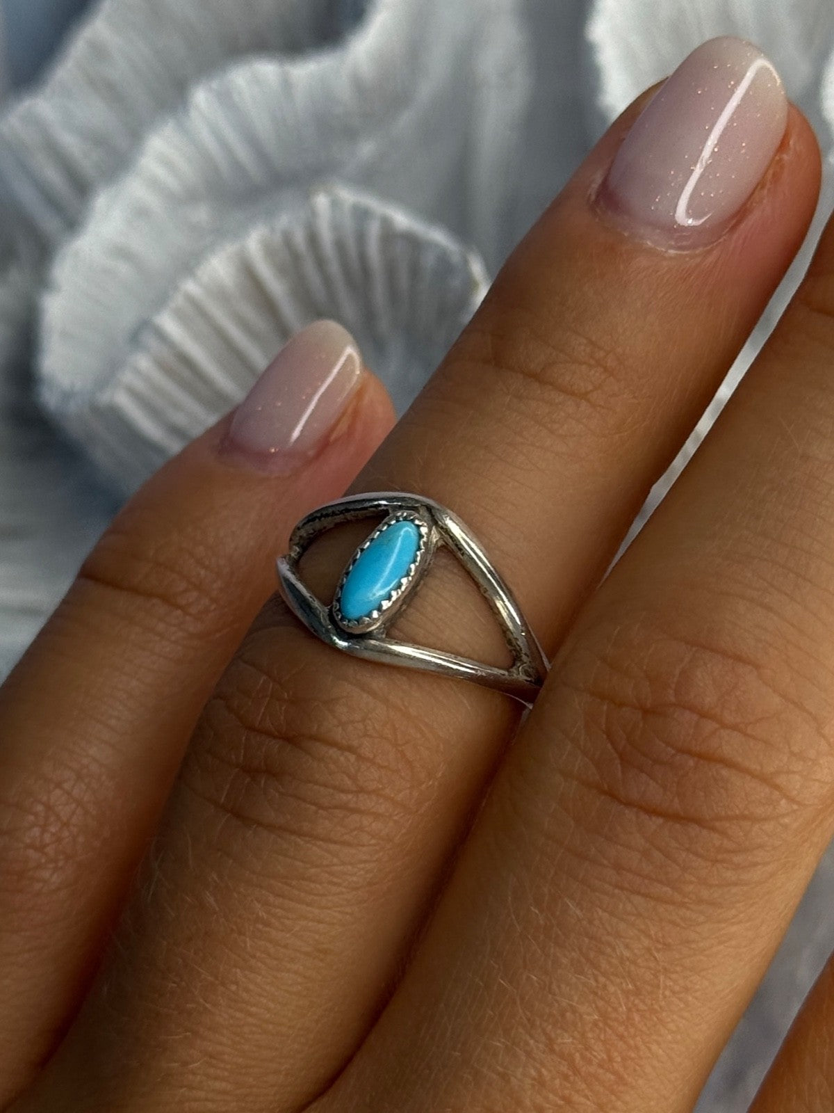 925 Sterling Silver Turquoise Ring Size 5.5