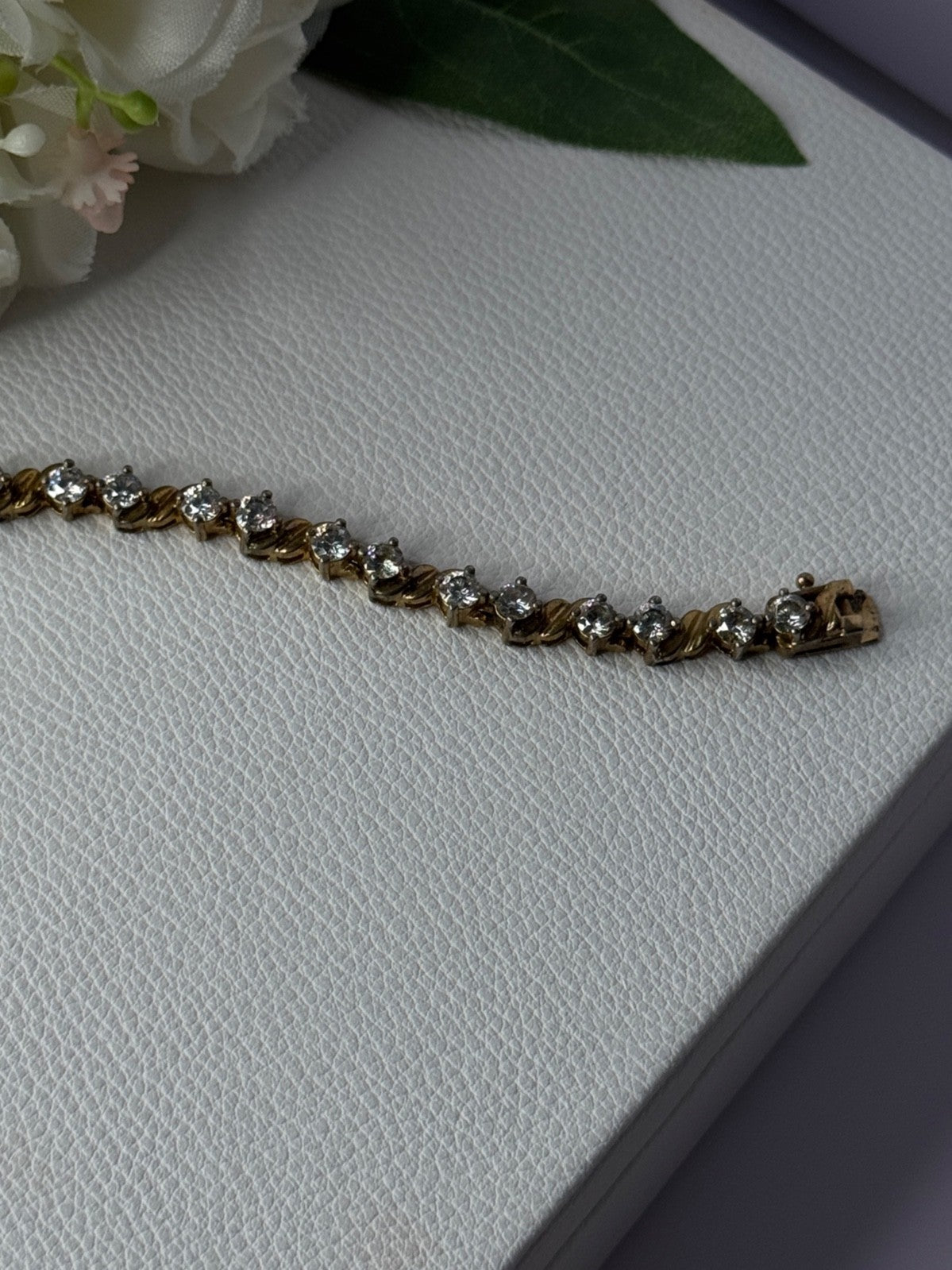 925 Sterling Silver Gold Plated CZ Bracelet Length 7.5 Inch