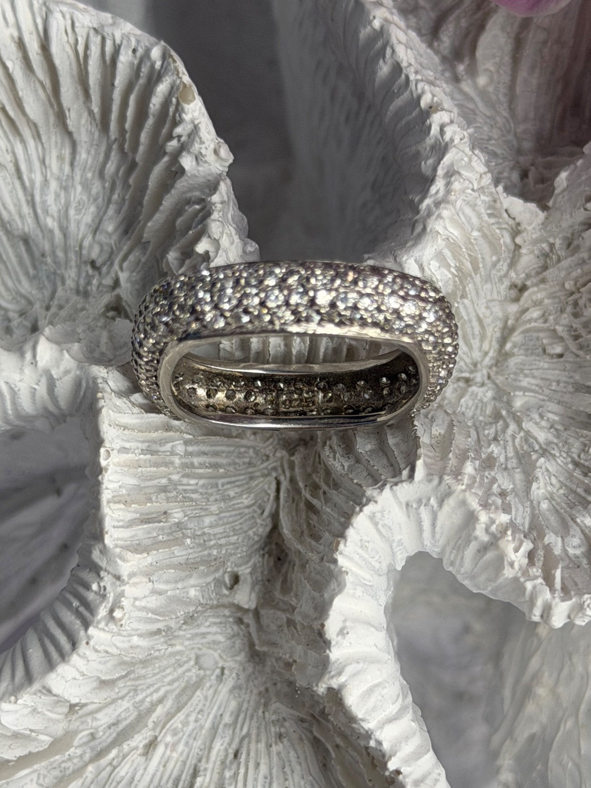 Unique Design 925 Sterling Silver Cz Ring Size 7