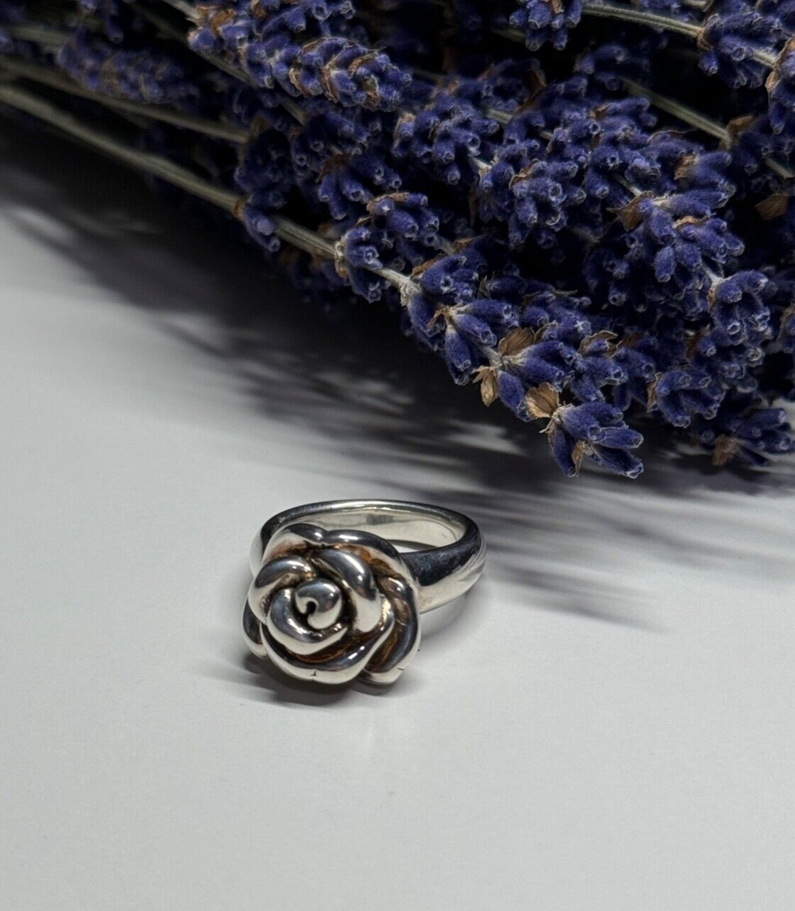 925 Sterling Silver Rose Ring Size 7